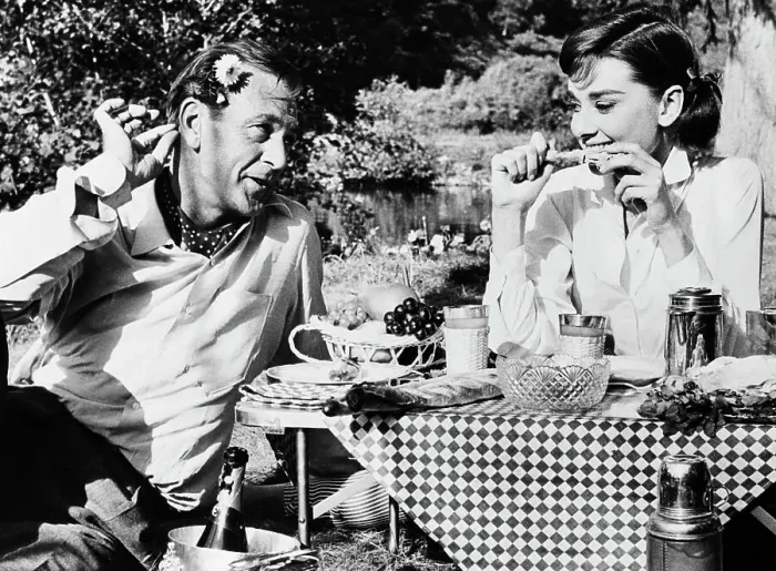 Framed Print : Gary Cooper, Audrey Hepburn;Picnic;Movie Framed Print : Gary Cooper, Audrey Hepburn;Picnic;Movie