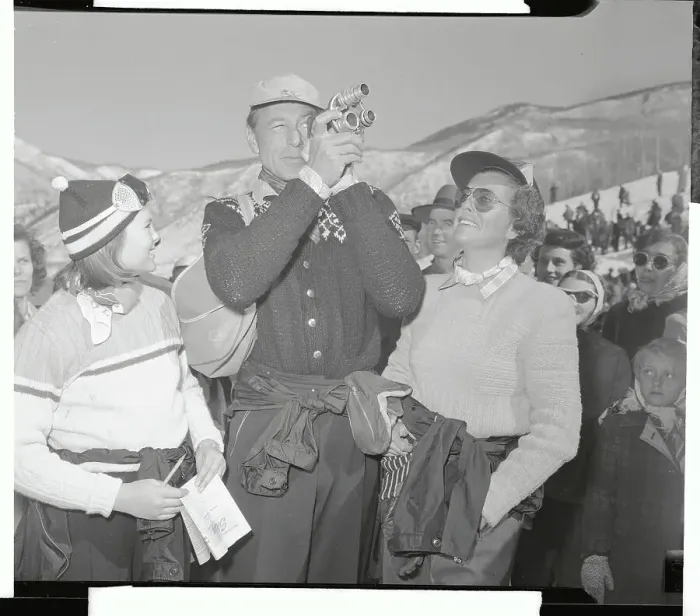 Framed Print : Gary Cooper Filming with Wife and Daughter Framed Print : Gary Cooper Filming with Wife and Daughter