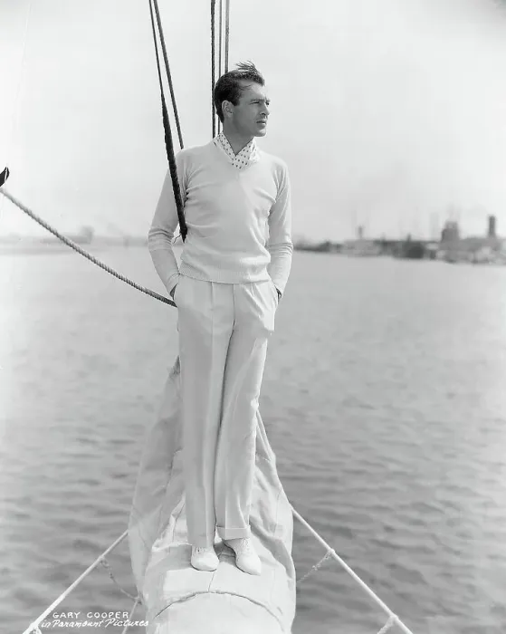 Framed Print : Gary Cooper on Prow of Sailboat
