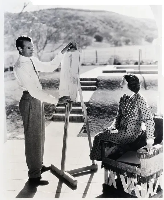 Framed Print : Gary Cooper Sketching on Porch with Wife Framed Print : Gary Cooper Sketching on Porch with Wife