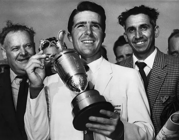 Framed Print : Gary Player Holding up Golf Trophy Framed Print : Gary Player Holding up Golf Trophy