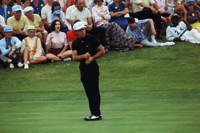 Framed Print : Gary Player Watching His Put During Masters Tournament Framed Print : Gary Player Watching His Put During Masters Tournament