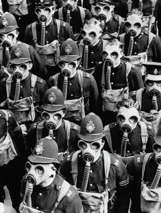 Framed Print : Gas Mask Drill Framed Print : Gas Mask Drill