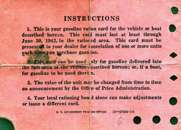 Framed Print : Back Side of Gasoline Ration Card Framed Print : Back Side of Gasoline Ration Card