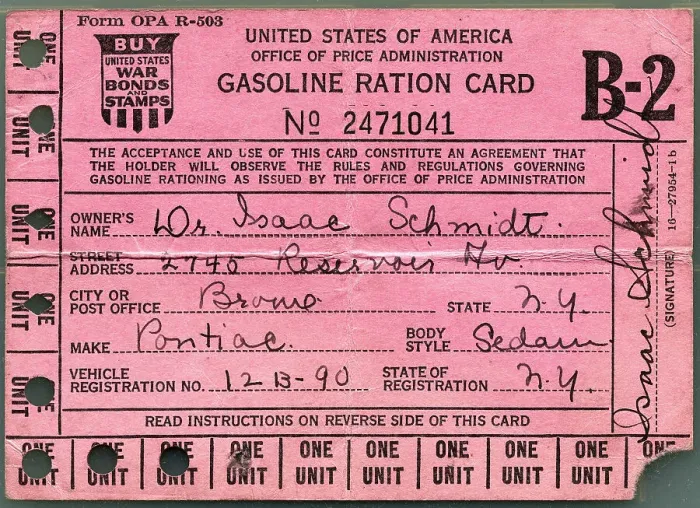 Framed Print : Front Side of Gasoline Ration Card Framed Print : Front Side of Gasoline Ration Card