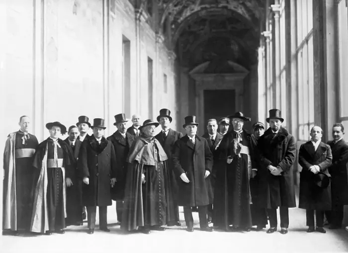 Framed Print : Gasparri and Mussolini at Lateran Palace