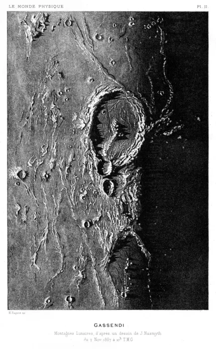 Framed Print : Gassendi crater engraving 1881 Framed Print : Gassendi crater engraving 1881