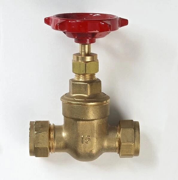 Gate valve, red wheel handle
