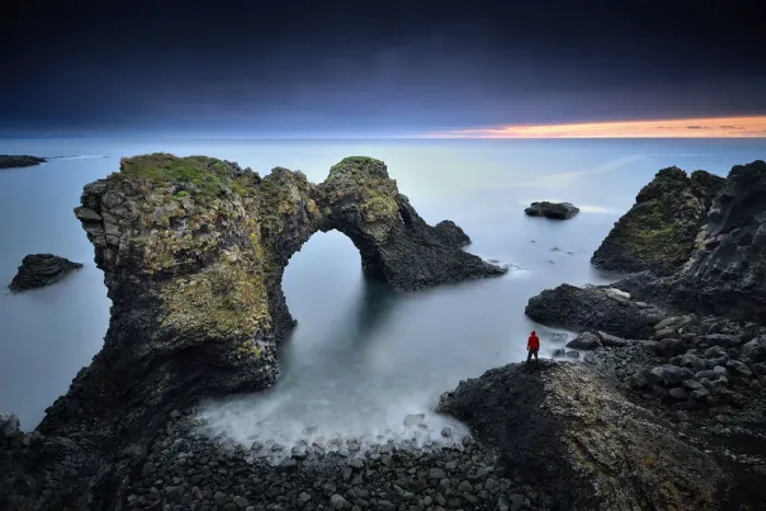 Framed Print : Gatklettur arch rock in Iceland