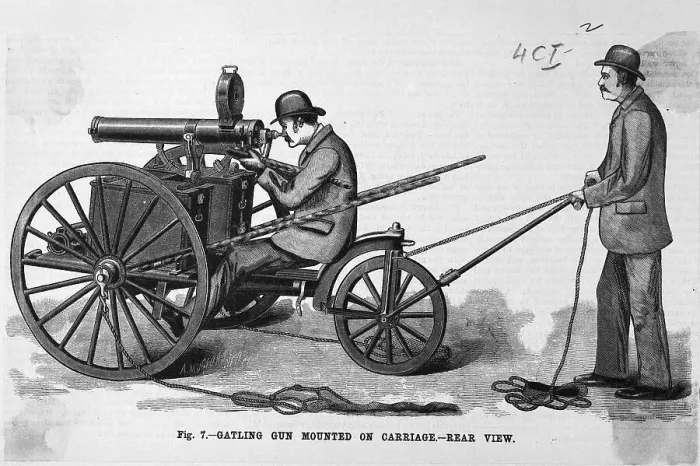 Framed Print : Gatling Gun Mounted on Carriage Framed Print : Gatling Gun Mounted on Carriage