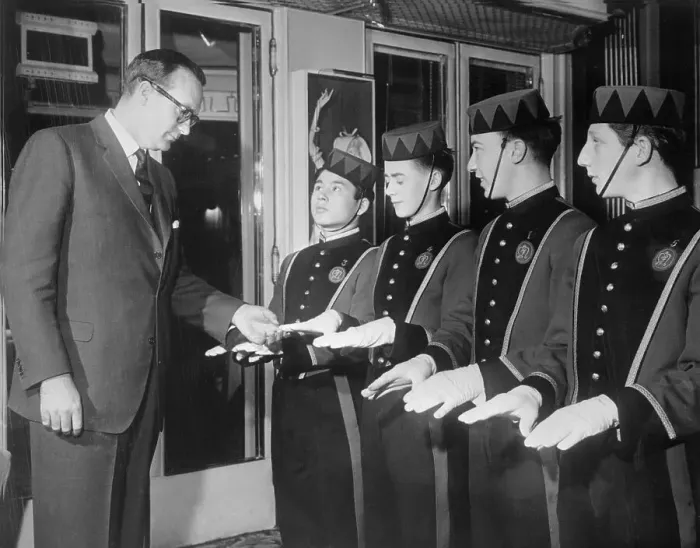 Framed Print : Gatty Inspecting Bell Boy's Gloves Framed Print : Gatty Inspecting Bell Boy's Gloves