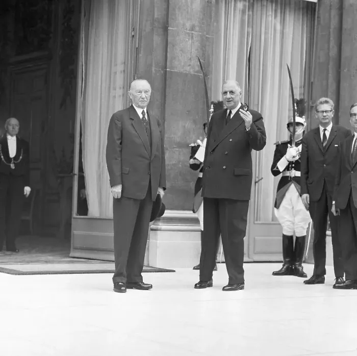 Framed Print : De Gaulle With Adenauer