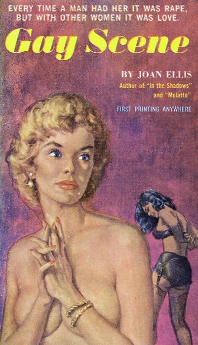 Framed Print : Gay Scene. Book cover art to a 'pulp' paperback that focused on lesbian Framed Print : Gay Scene. Book cover art to a 'pulp' paperback that focused on lesbian