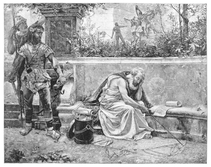 Framed Print : Geath of Archimedes engraving 1894