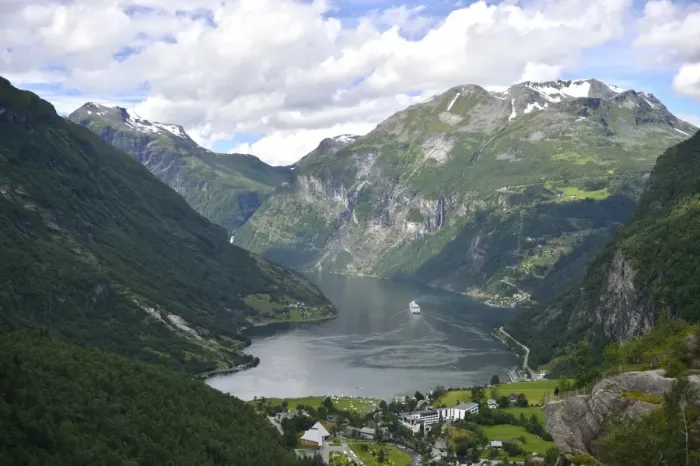 Framed Print : Geiranger and the Geiranger Fjord, Andalsnes, More og Romsdal, Western Norway, Norway Framed Print : Geiranger and the Geiranger Fjord, Andalsnes, More og Romsdal, Western Norway, Norway