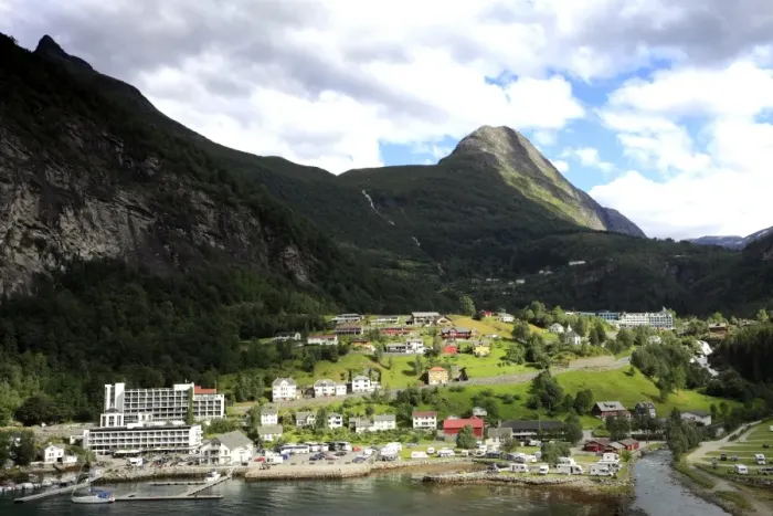 Framed Print : Geiranger town, Geirangerfjord Framed Print : Geiranger town, Geirangerfjord