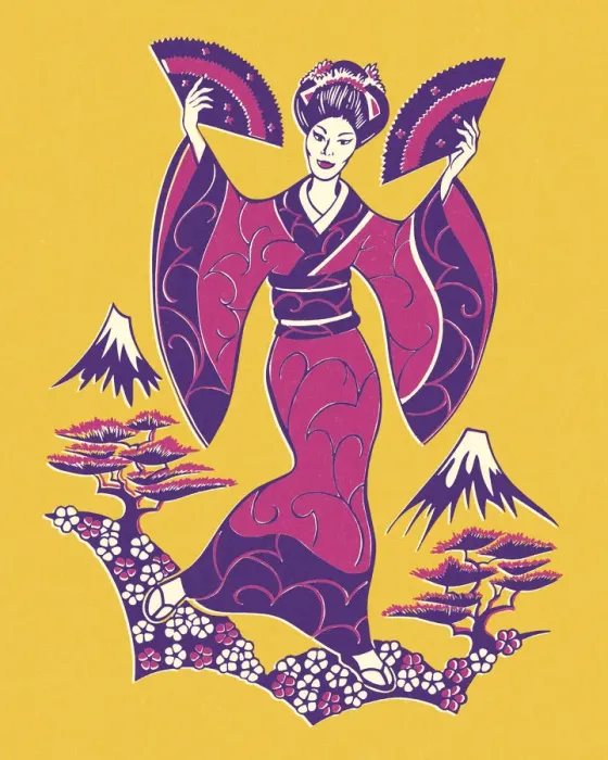 Framed Print : Geisha with Fans
