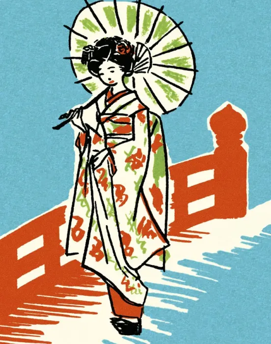 Framed Print : Geisha with Umbrella Framed Print : Geisha with Umbrella