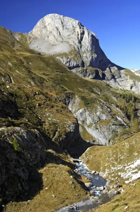 Framed Print : Geltental valley with Spitzhorn Mountain, Gelten-Iffigen Nature Reserve, Bernese Oberland, Switzerland, Europe