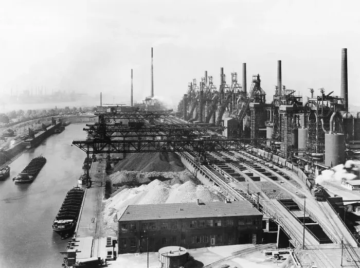 Framed Print : Gen View Of Krupp Steel Mill On Water Framed Print : Gen View Of Krupp Steel Mill On Water
