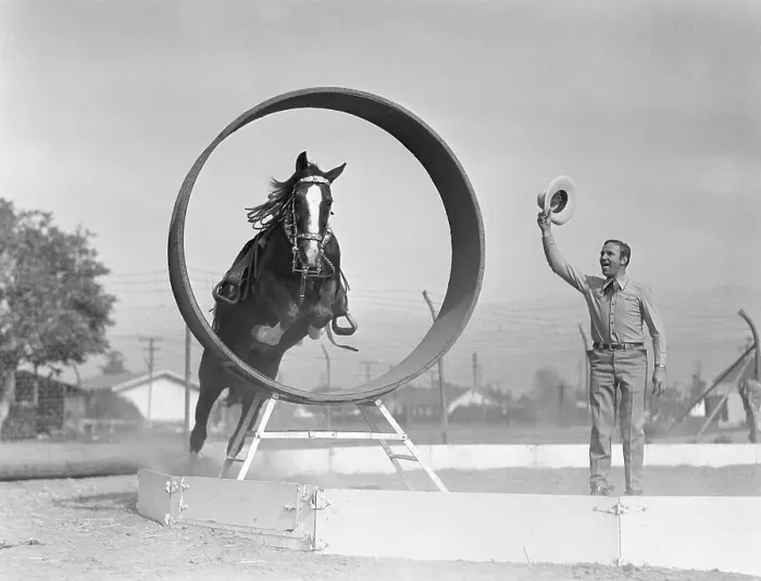 Framed Print : Gene Autry Training His Horse Framed Print : Gene Autry Training His Horse