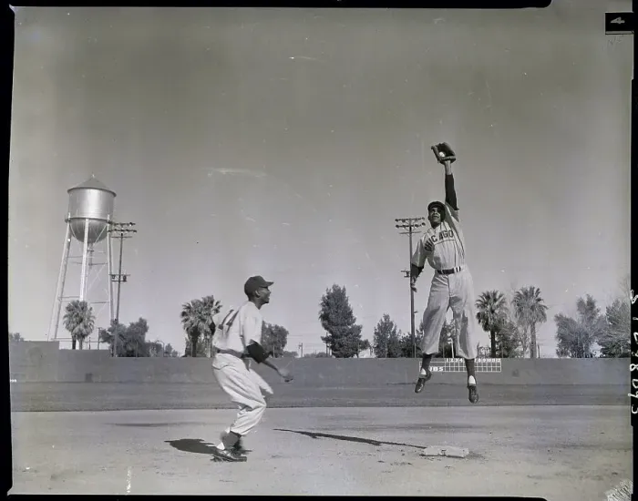 Framed Print : Gene Baker Cathing High Ball; Ernie Bank
