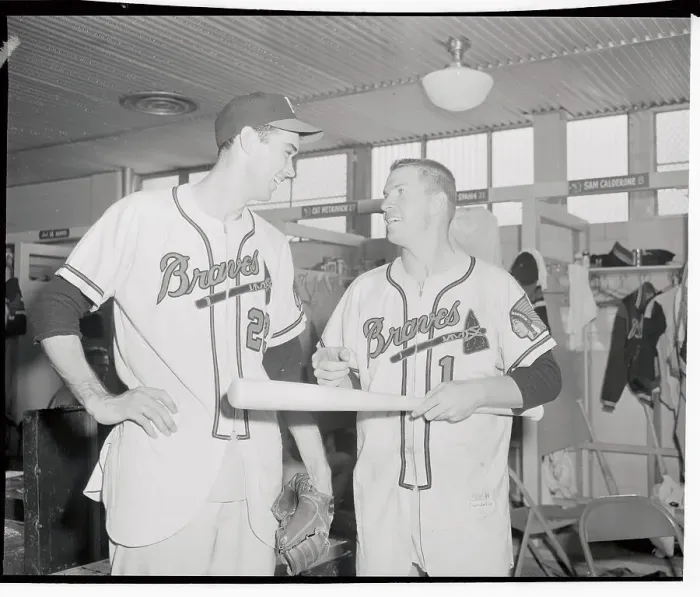 Framed Print : Gene Conley Speaking to Del Crandall Framed Print : Gene Conley Speaking to Del Crandall