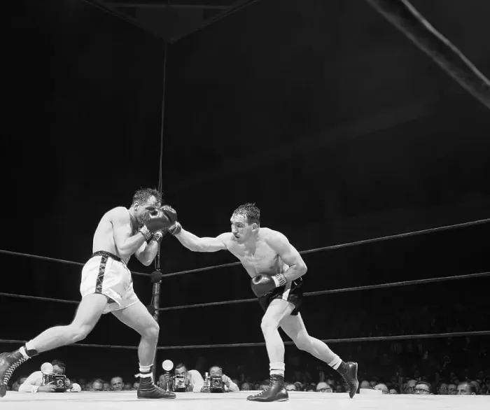 Framed Print : Gene Fullmer Boxing Against Charles Humez Framed Print : Gene Fullmer Boxing Against Charles Humez