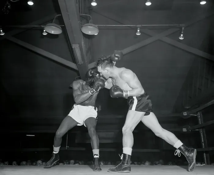 Framed Print : Gene Fullmer Boxing Against Gil Turner Framed Print : Gene Fullmer Boxing Against Gil Turner