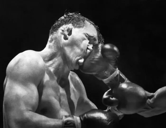 Framed Print : Gene Fullmer Being Hit During Boxing Match Framed Print : Gene Fullmer Being Hit During Boxing Match