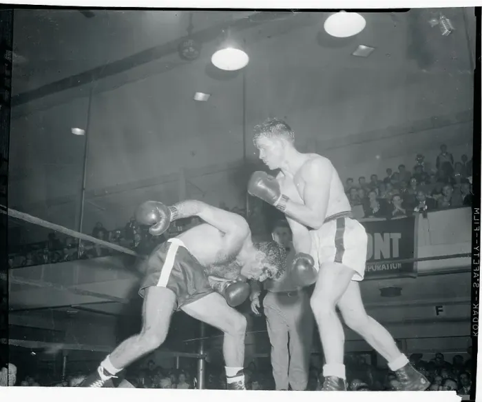 Framed Print : Gene Poirier and Carmen Fiore in Boxing Match Framed Print : Gene Poirier and Carmen Fiore in Boxing Match
