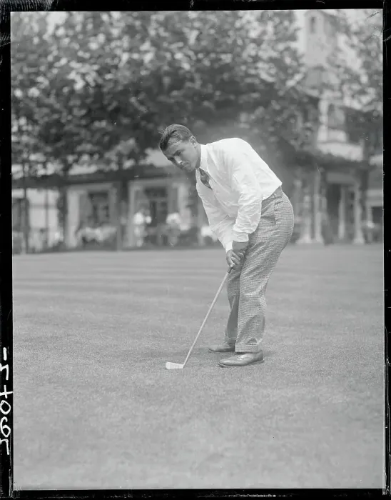 Framed Print : Gene Sarazen Putting on Golf Course Framed Print : Gene Sarazen Putting on Golf Course