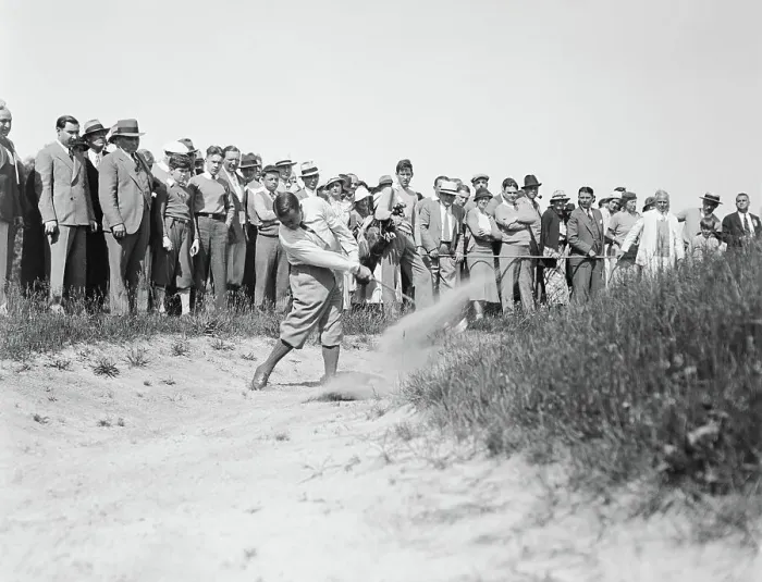 Framed Print : Gene Sarazen in Sand Trap During Game Framed Print : Gene Sarazen in Sand Trap During Game