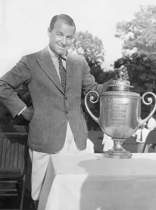 Framed Print : Gene Sarazen Standing with Trophy Framed Print : Gene Sarazen Standing with Trophy