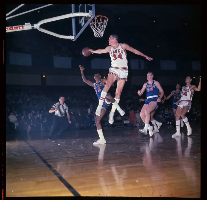 Framed Print : Gene Tormohlen Blocking Shot in Fused Basketball Game Framed Print : Gene Tormohlen Blocking Shot in Fused Basketball Game