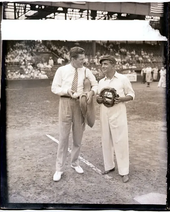 Framed Print : Gene Tunney and Al Jolson on Baseball Field Framed Print : Gene Tunney and Al Jolson on Baseball Field