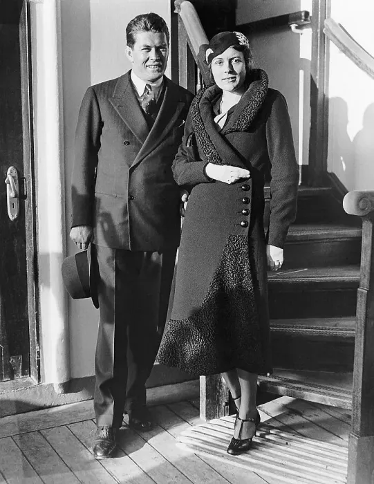 Framed Print : Gene Tunney and Wife on Ship Deck Framed Print : Gene Tunney and Wife on Ship Deck