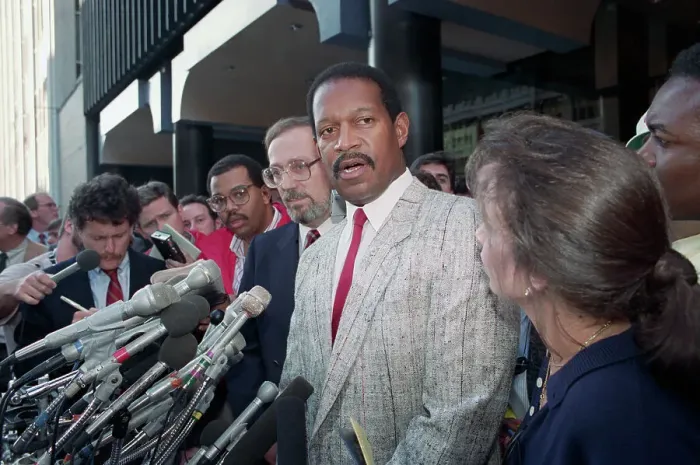 Framed Print : Gene Upshaw Speaks at Press Conference Framed Print : Gene Upshaw Speaks at Press Conference