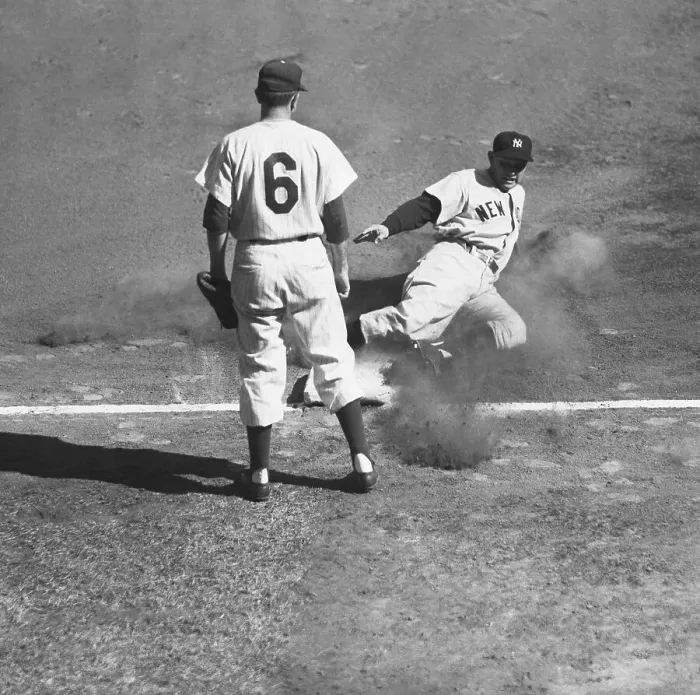 Framed Print : Gene Woodling Sliding Into Third Base Framed Print : Gene Woodling Sliding Into Third Base