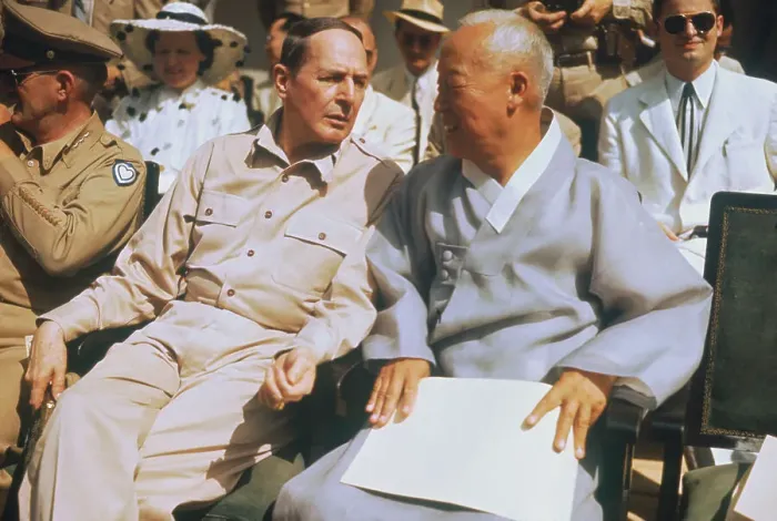 Framed Print : General Douglas MacArthur and President Syngman Rhee Framed Print : General Douglas MacArthur and President Syngman Rhee