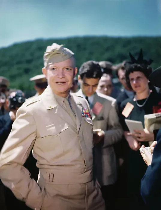 Framed Print : General Dwight Eisenhower Talking to Reporters Framed Print : General Dwight Eisenhower Talking to Reporters