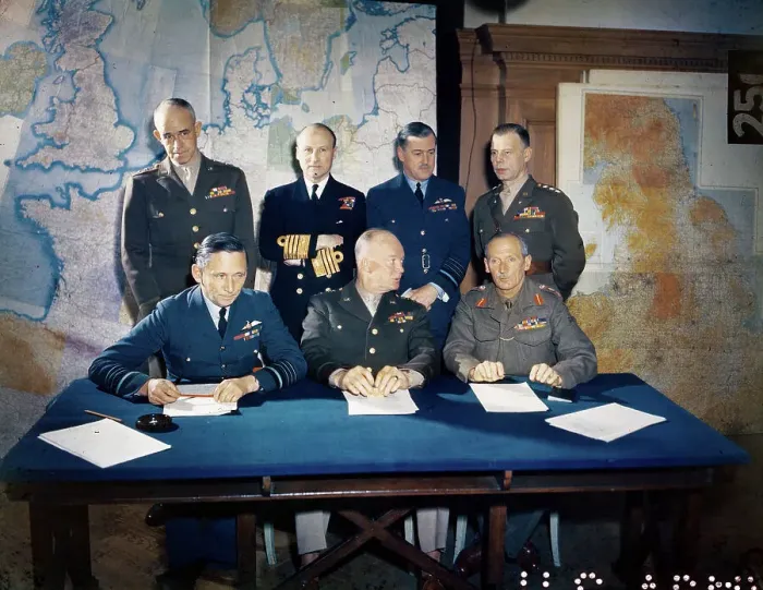 Framed Print : General Eisenhower with Staff Framed Print : General Eisenhower with Staff