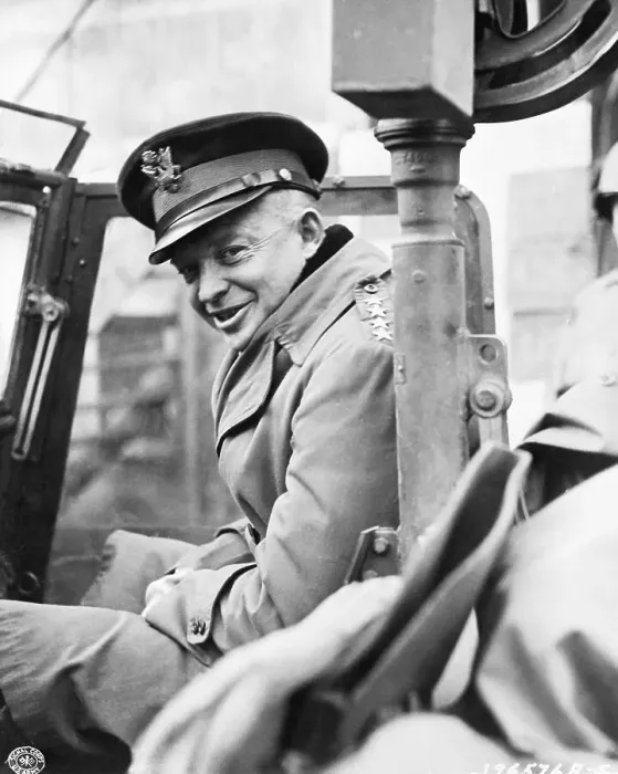 Framed Print : General Eisenhower Visits Front Lines Framed Print : General Eisenhower Visits Front Lines