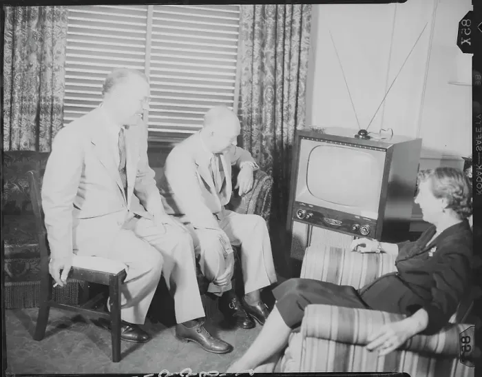 Framed Print : General Eisenhower Watching Television With His Wife and His Brother Framed Print : General Eisenhower Watching Television With His Wife and His Brother