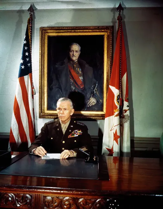 Framed Print : General George C. Marshall Sitting at Desk