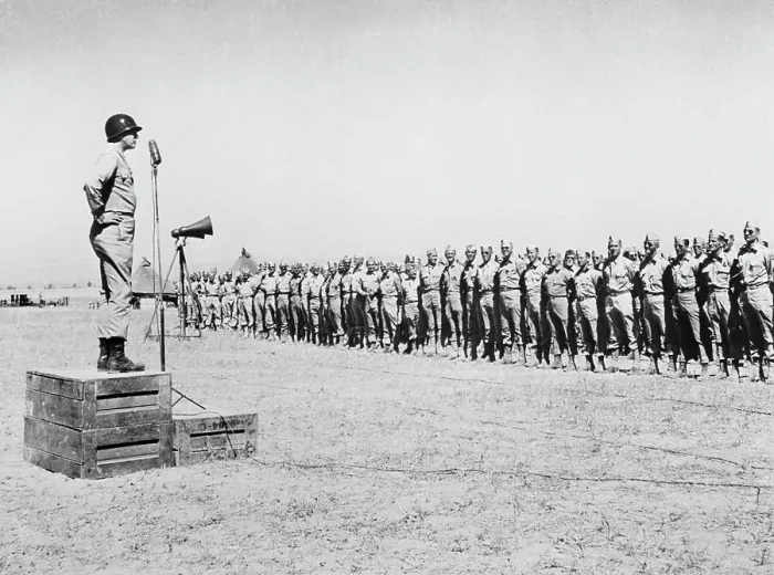 Framed Print : General George S. Patton Speaking to Troops Framed Print : General George S. Patton Speaking to Troops