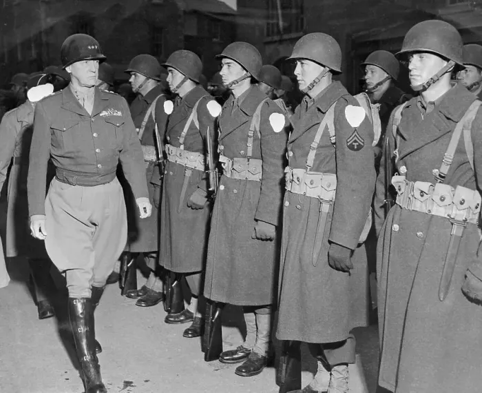 Framed Print : General George S. Patton Walking by Troops Standing at Attention Framed Print : General George S. Patton Walking by Troops Standing at Attention