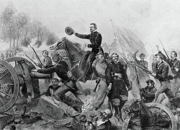 Framed Print : General Grant Leading Troops in Battle Framed Print : General Grant Leading Troops in Battle