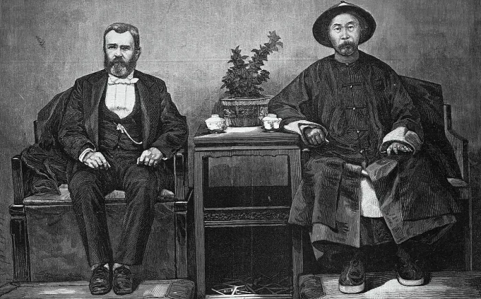 Framed Print : General Grant Seated with Li Hung Chang Framed Print : General Grant Seated with Li Hung Chang