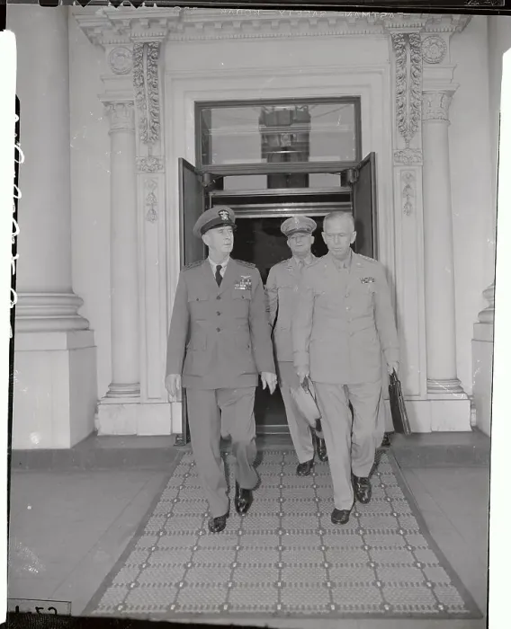 Framed Print : General H.H. Arnorld walking with Military Officials Framed Print : General H.H. Arnorld walking with Military Officials